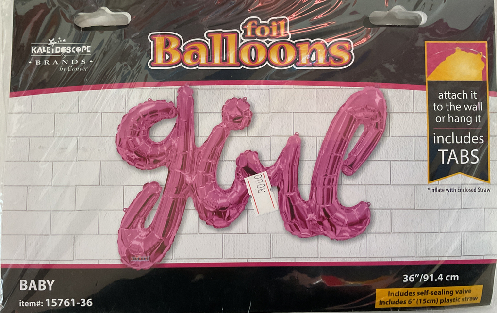 Baby shower pink foil girl balloon 36’ BS35