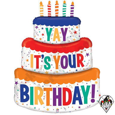 Brighten up the celebration with this Birthday Cake Foil 46'' Balloon! -HB104