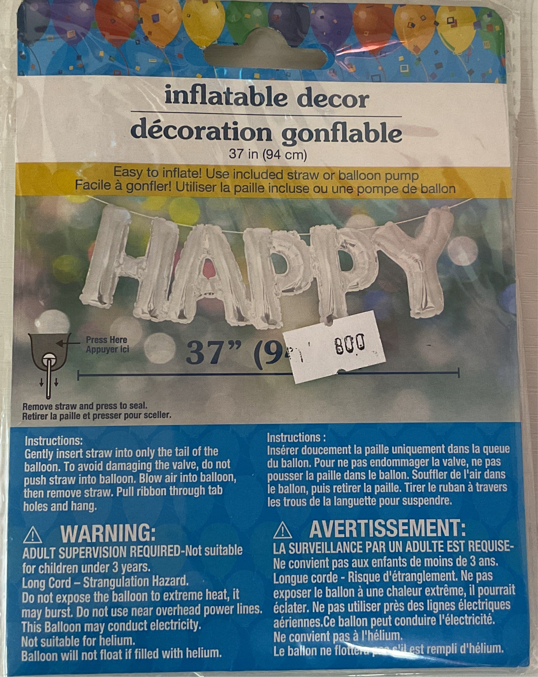 Happy banner inflatable decor gold and silver BS47