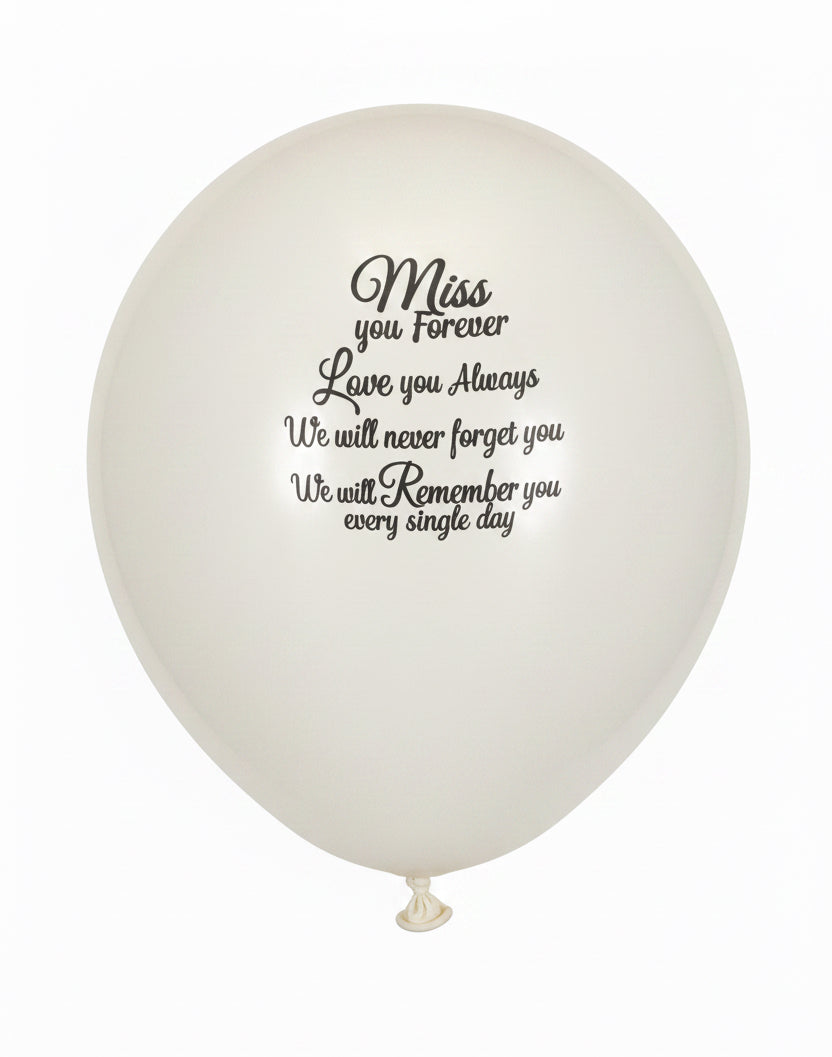 Miss you Forever, Love You Always, We Wll Never Forget You, We Will Remember You Every Single Day Balloon 12”
