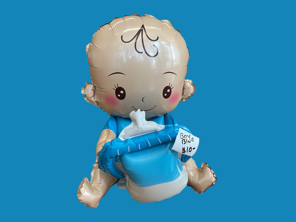 Blue baby boy with bottle balloon BS63