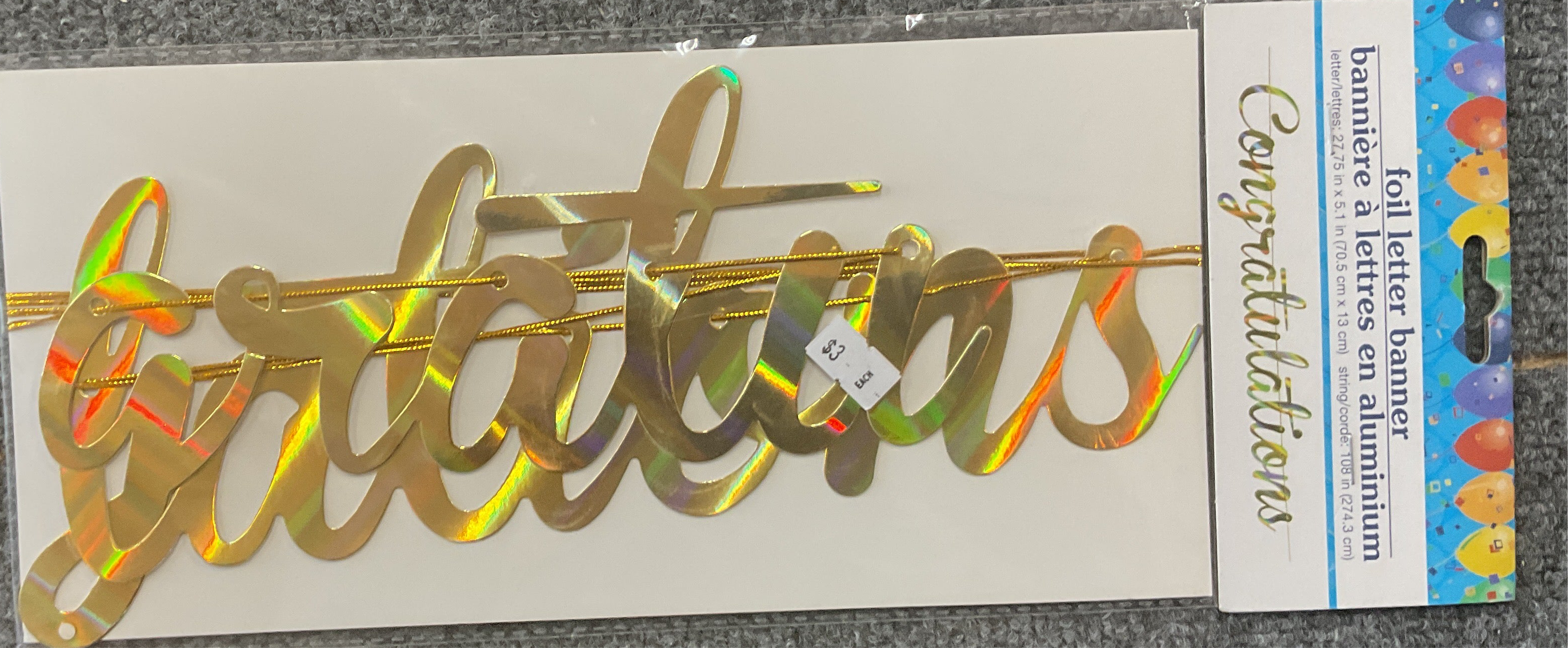 Gold foil congratulations banner BS42