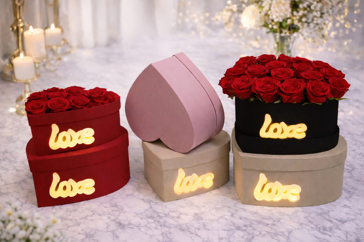 LED Love Heart Flower Box Set