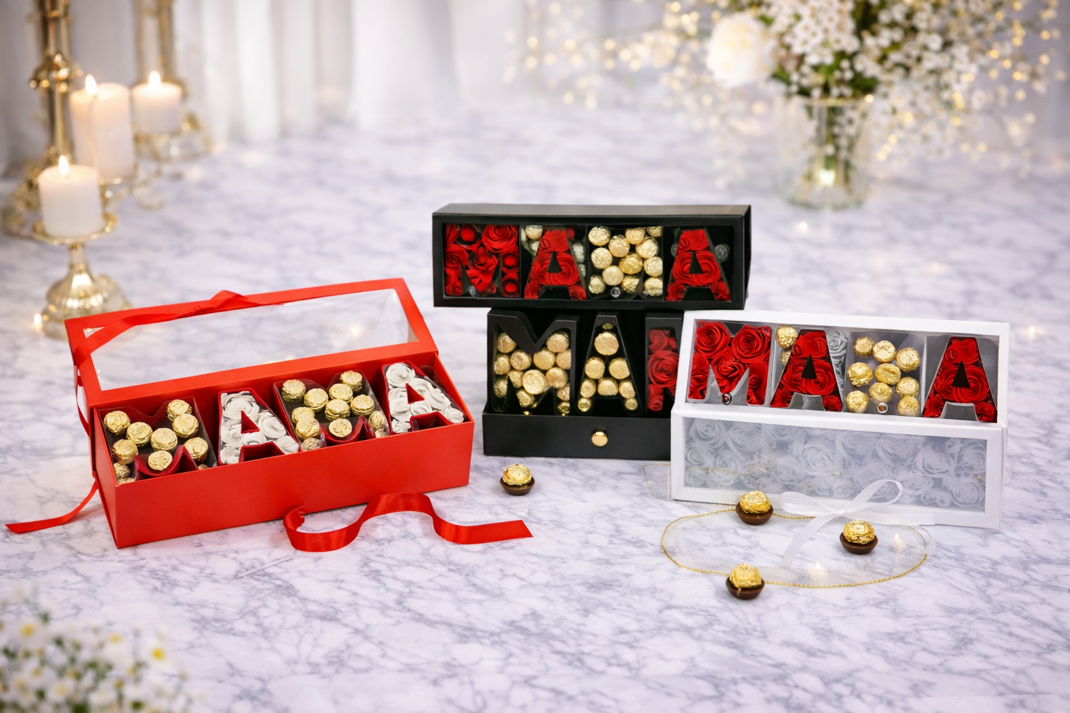 Mom Clear Window Flower & Chocolate Box