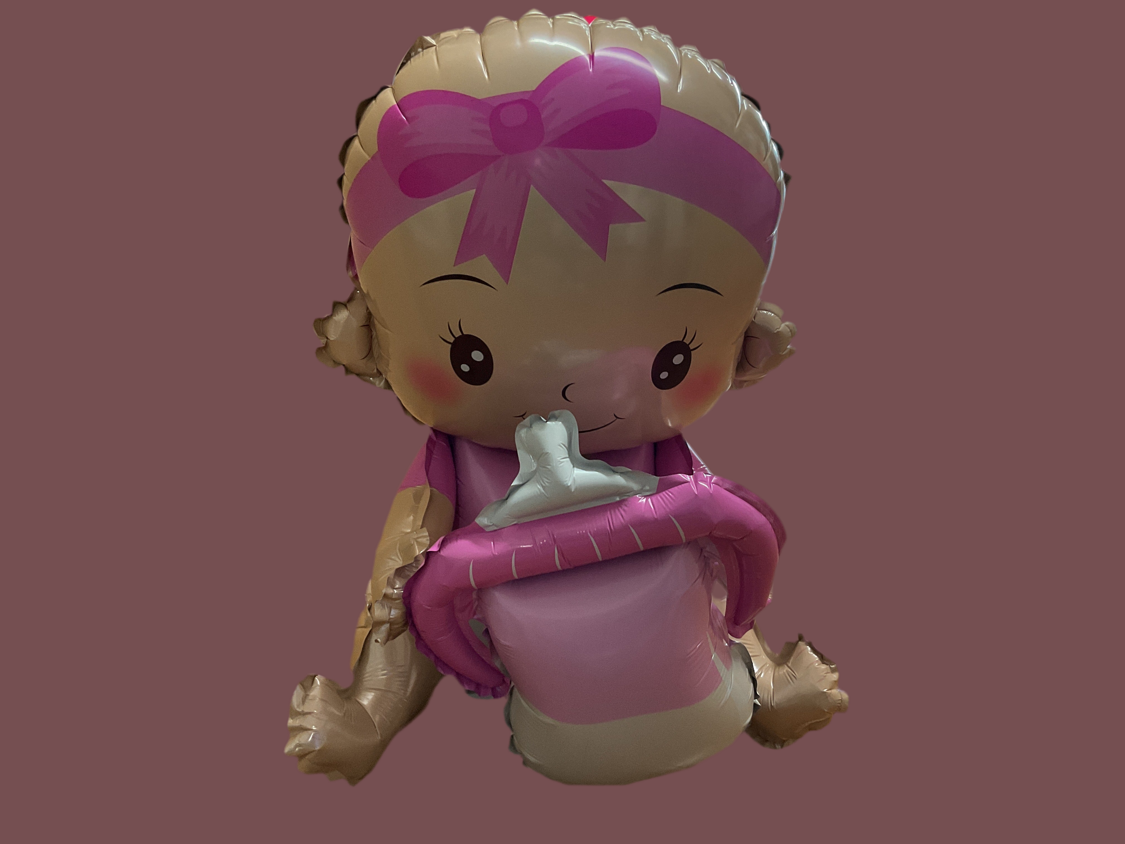 Pink baby girl with bottle balloon BS64