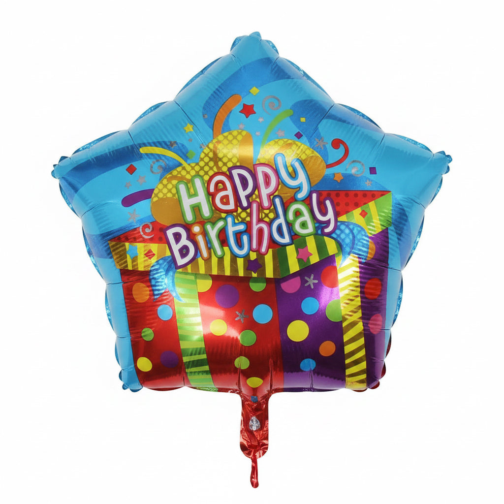 Star-shaped Happy Birthday present! Balloon 18’’ B30