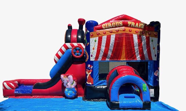 Circus Train Bounce House with Slide-R