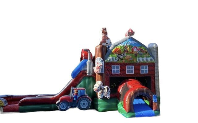 Farm Animal Bounce House with Slide-R
