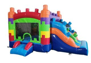Mini Lego Blocks Bounce House with Slide-A