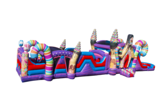 Candyland Sugar Shack Obstacle Course with Combo Bounce House-A