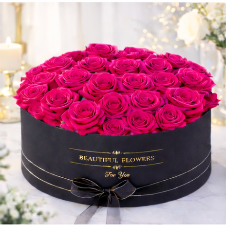 Roses in a Round Box