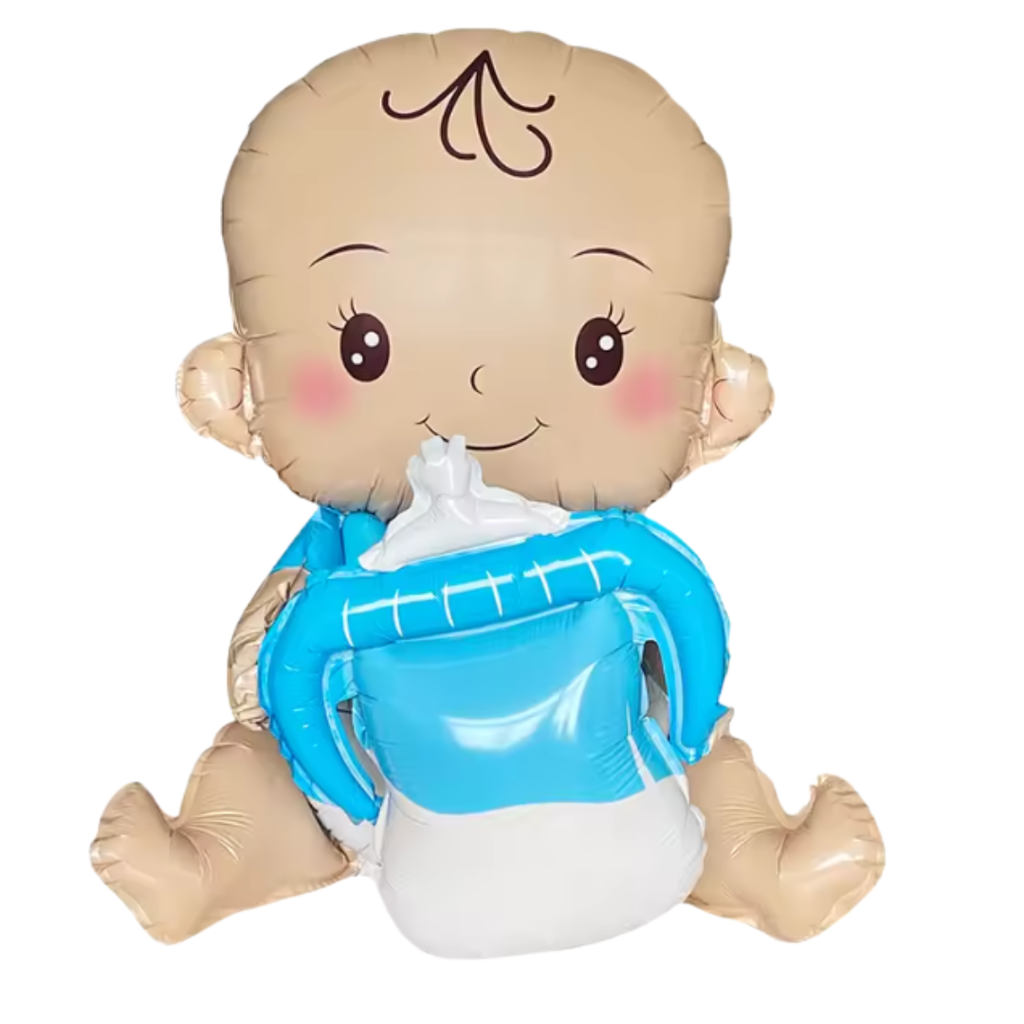 Blue baby boy with bottle balloon BS63