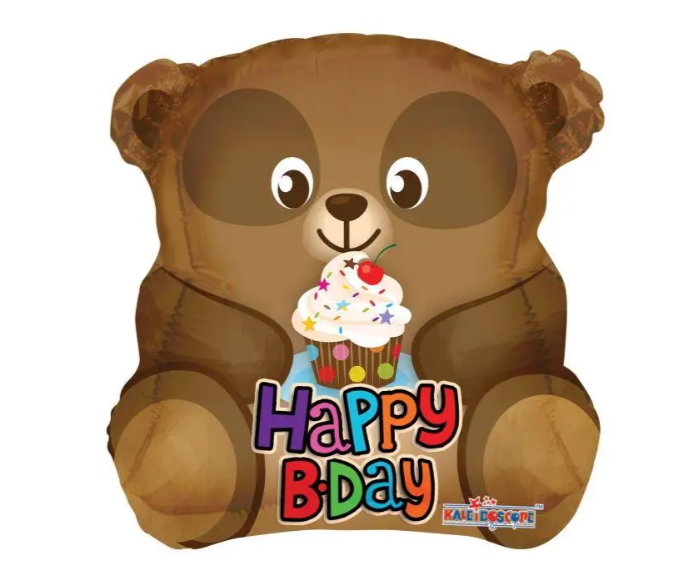 Happy Birthday Cup Cake Bear Balloon B-90