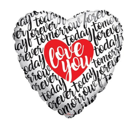 I Love You Script Black & White 36" Balloon -L47