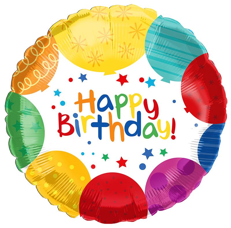 Happy Birthday Multicolor 18" Balloon - B84