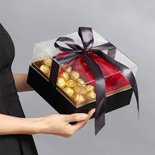 Flowers & Chocolate in Acrylic Square Box