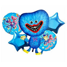 5pcs Huggy Wuggy Blue Balloon