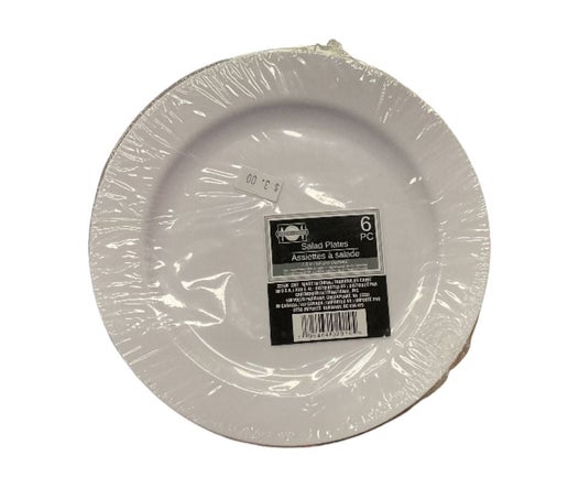 6 Pcs Plastic Salad Plates – White