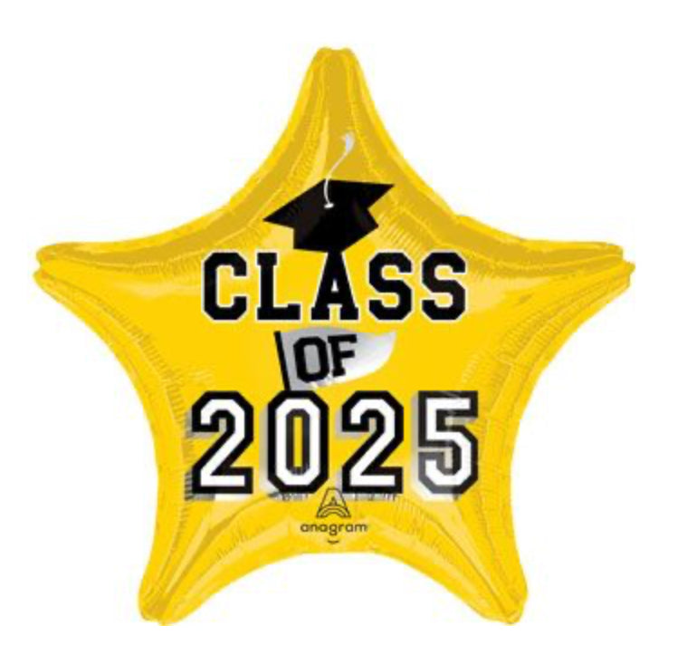 Graduations Star 2025 Yellow 18" Balloon - G7