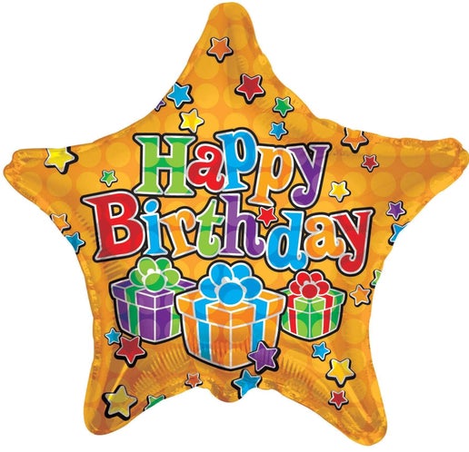 Happy Birthday Gold Star 18" Balloon  -B52