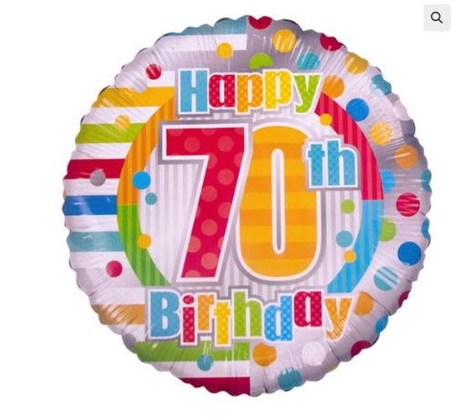 Happy 30th, 40th, 50th, 60th, 70th, 80th & 90th Birthday Dots & Lines Foil Balloon – 18"