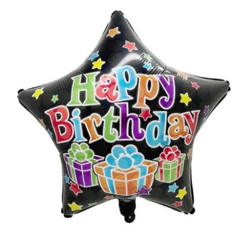 Happy Birthday Black Star 18" Balloon - B83