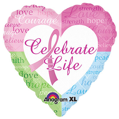 Breast Cancer Awareness Ribbon Pink Foil Balloon – 18" (C4)