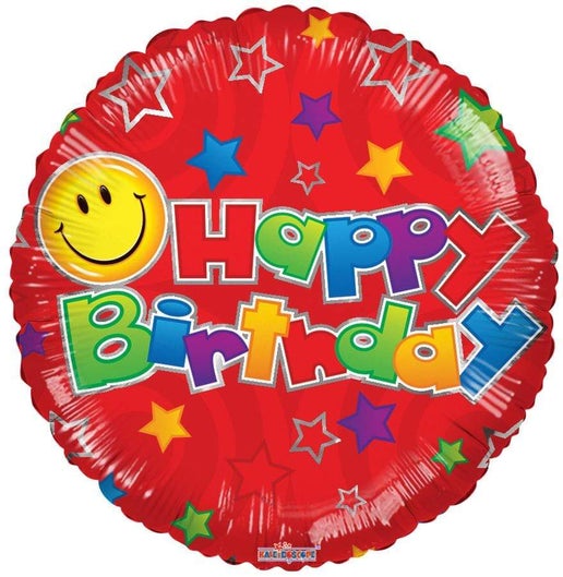 Happy Birthday Smiley Face 18" Balloon - B66