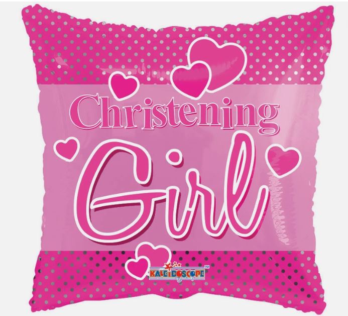 Christening Girl Square 18”Foil Balloon – Baptism Party Decoration BS22