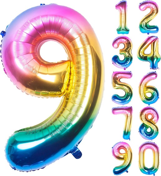 34" Rainbow Number Balloons