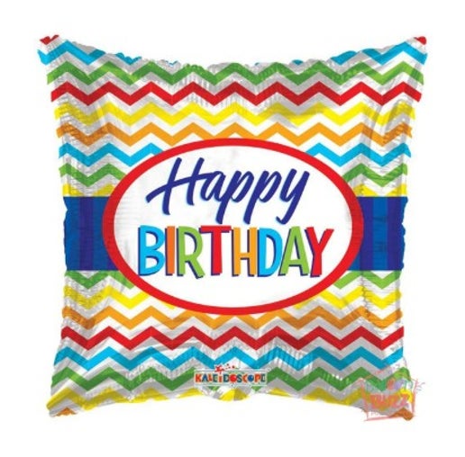 Happy Birthday with Zig Zag 18" Balloon - B19