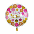 Happy birthday pink pot a dots 18”balloon HB100