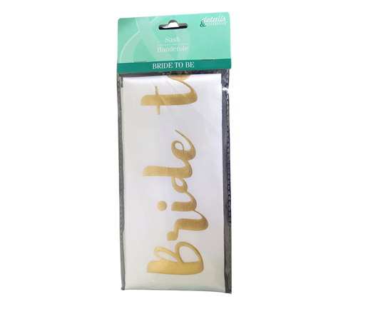 Bride Sash – White Satin Bridal Shower Accessory