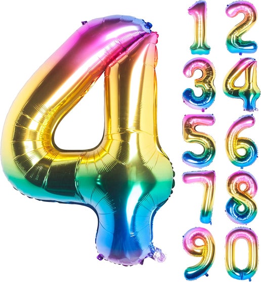 34" Rainbow Number Balloons