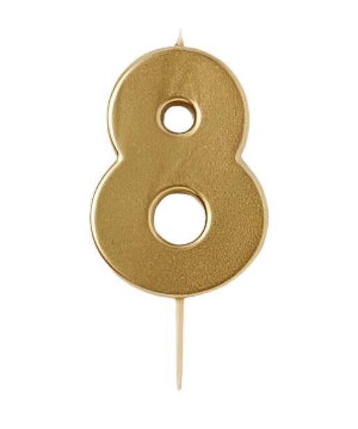 GOLD NUMBER CANDLES #8