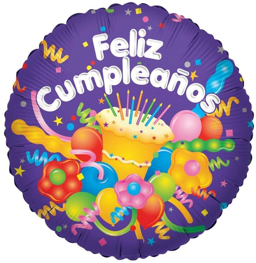 Feliz Cumpleaños Pastel & Serpentinas De Fiesta 18″ Balloon- SP