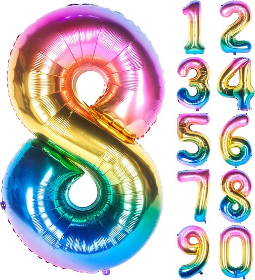 34" Rainbow Number Balloons