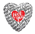 I Love You Script Black & White 36" Balloon -L47