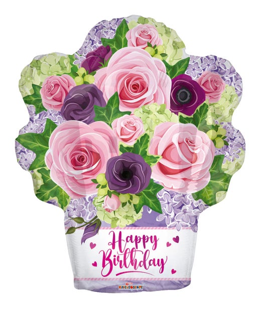 Happy Birthday Flowers 18" Balloon - B16