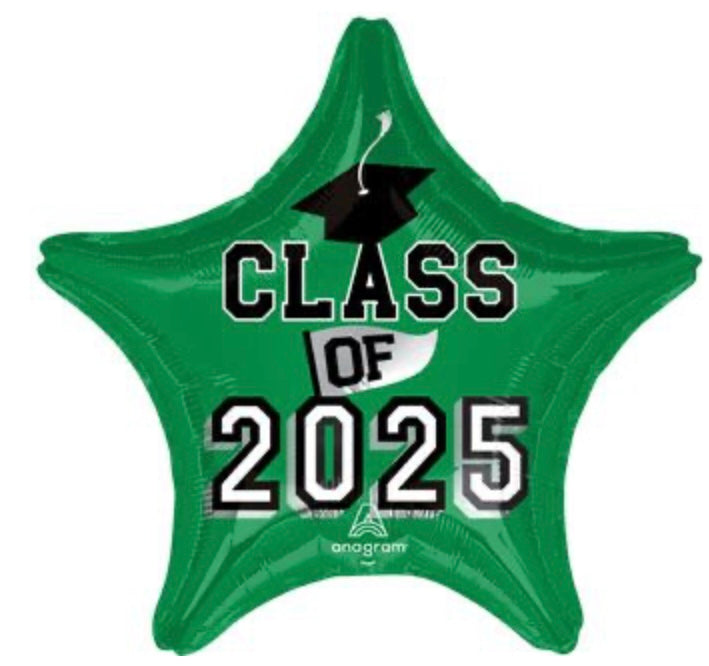 Graduations Green Star 202618" Balloon - Gd1