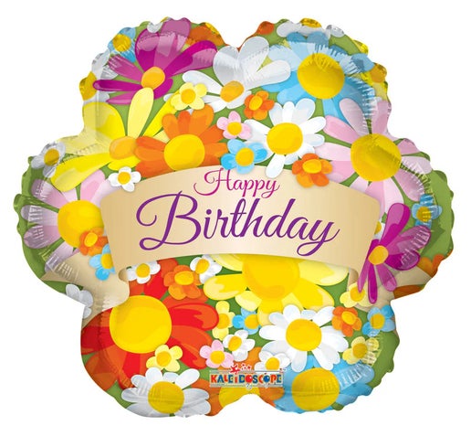 Happy Birthday Flower With Banner 18" Balloon - B26