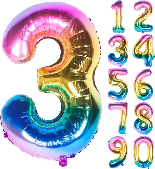 34" Rainbow Number Balloons