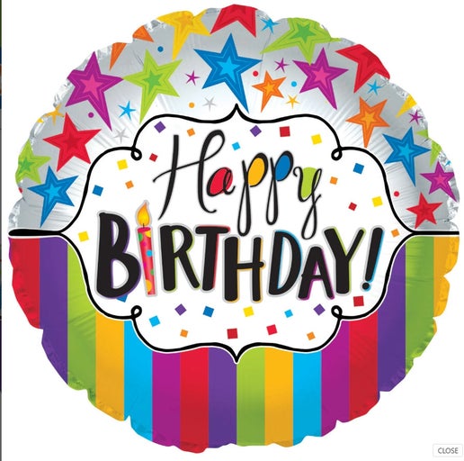 Happy Birthday With Stars and Strips 18" Balloon - B23