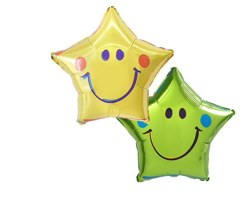 Emoji Stars Pink, RED,Green & Yellow Foil Balloon – 18"BALLOON E95