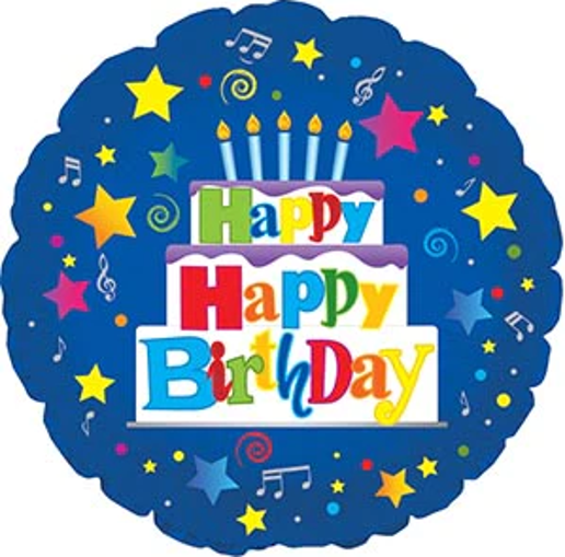 Happy Birthday Cake Design 18" Balloon - B24