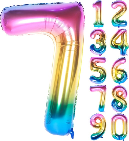 34" Rainbow Number Balloons