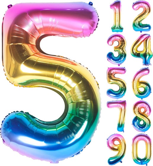 34" Rainbow Number Balloons