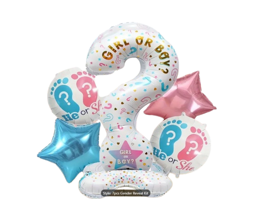 "Boy or Girl?" Question Mark Balloon 5pc Bouquet – Gender Reveal