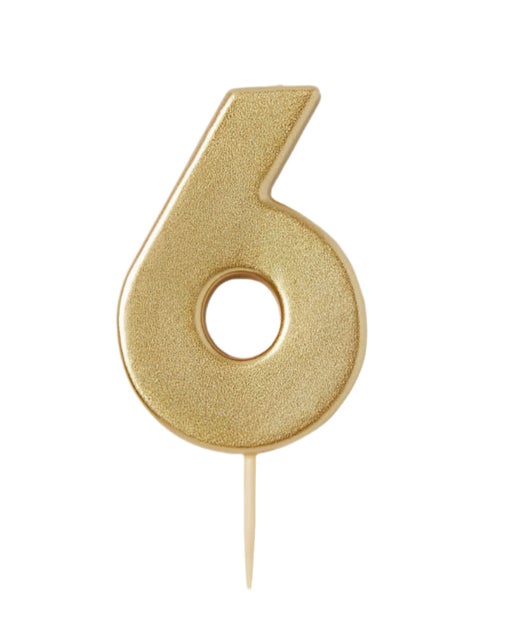 GOLD NUMBER CANDLES #6