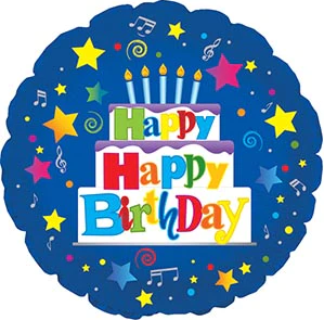 Happy Birthday Cake Design 18" Balloon - B24